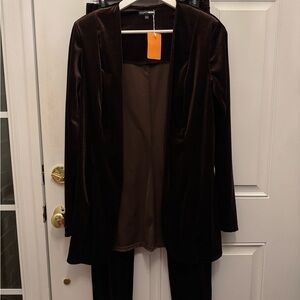 Chocolate brown Velvet Blazer and pants set